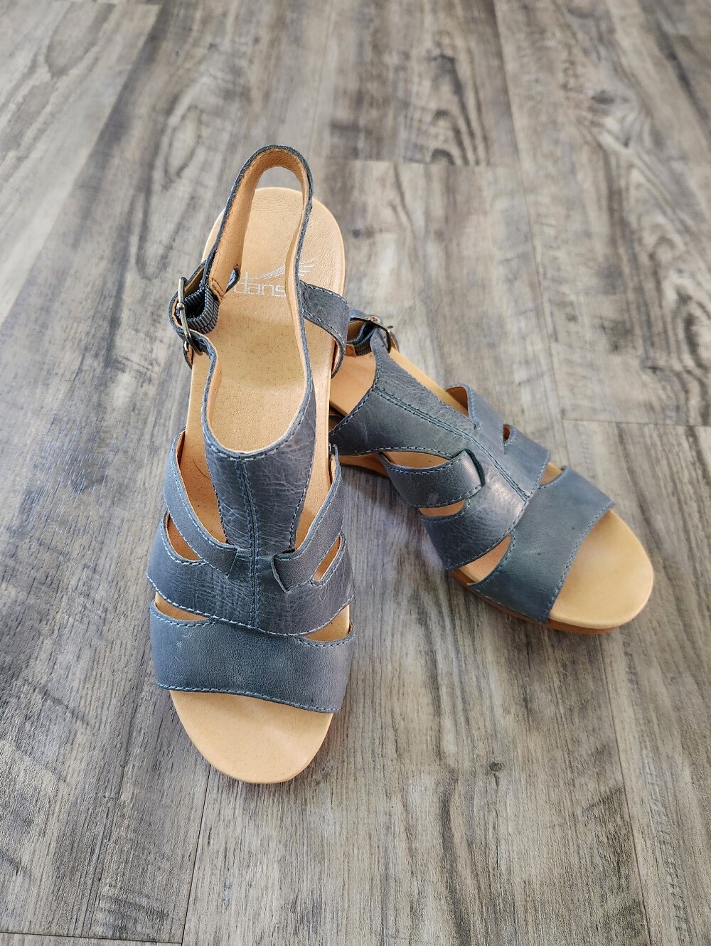 Dansko Trudy Women's Denim Blue Slingback Leather Sandals Size 40 New